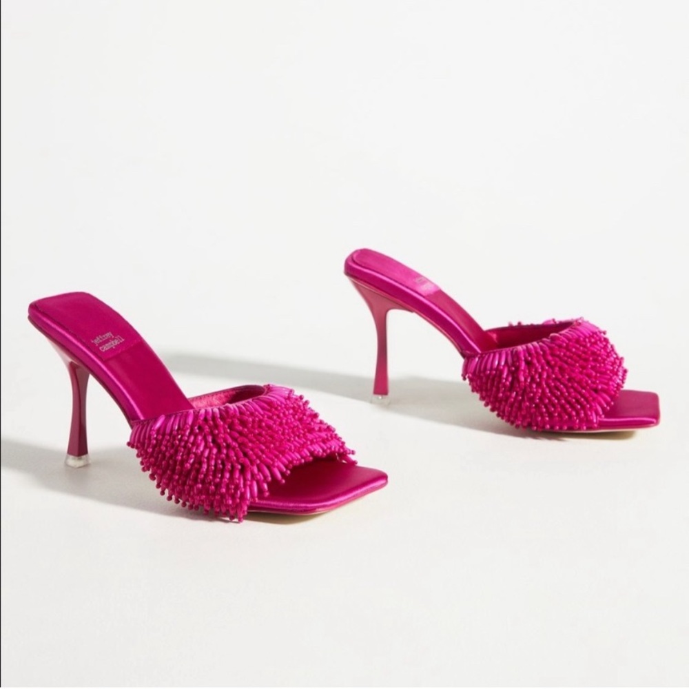 NWOT Jeffrey Campbell Beaded Sandals Pink Size 9 Heel 3.5”